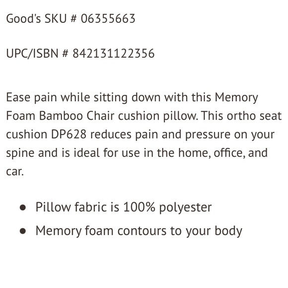 Luxury Bamboo memory foam ortho seat cushion like new! - Picture 2 of 7